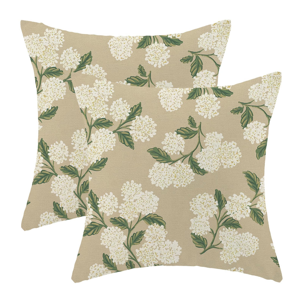AEIOAE Spring Pillow Covers 18x18 Inch Set of 2,Sage Green Wild Flower Plant Throw Pillows Case,Seasonal Floral Outdoor Decorative Square Linen Farmhouse Decor Cushion Covers for Home Sofa Bed Couch