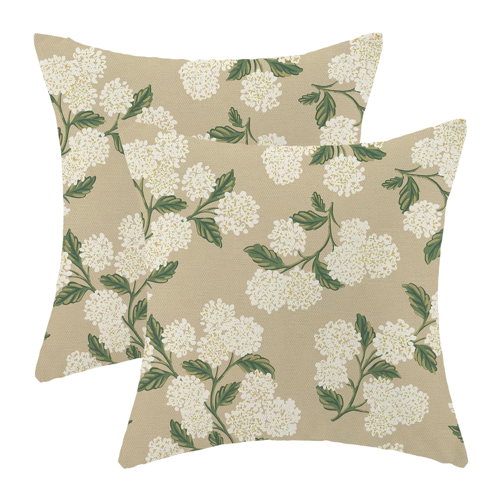AEIOAE Spring Pillow Covers 18x18 Inch Set of 2,Sage Green Wild Flower Plant Throw Pillows Case,Seasonal Floral Outdoor Decorative Square Linen Farmhouse Decor Cushion Covers for Home Sofa Bed Couch
