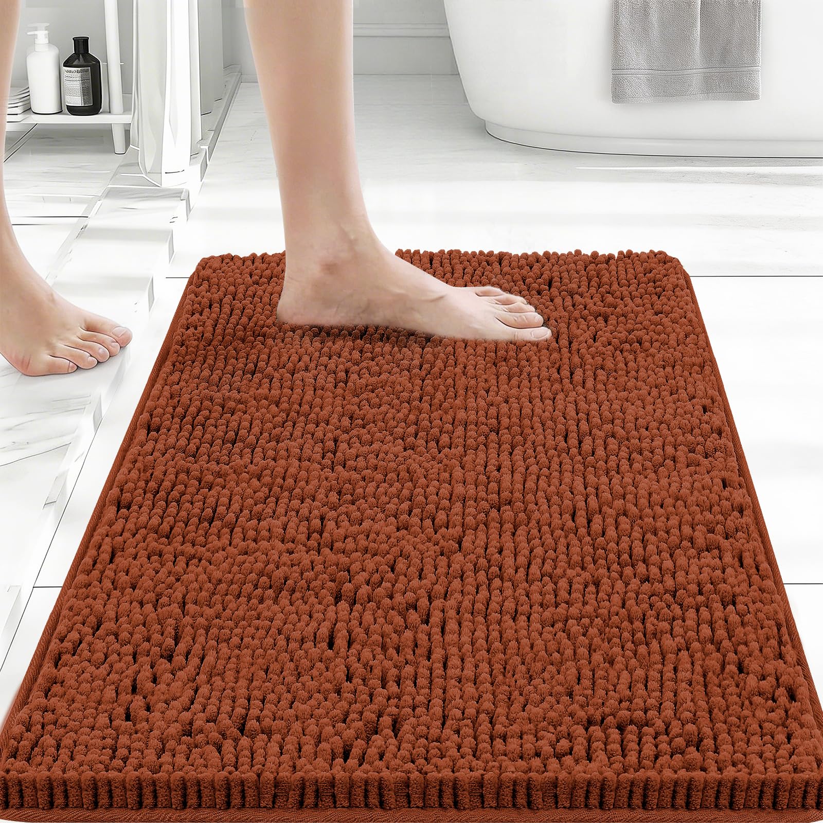 Bcoimo Bathroom Rugs 24x17, Bath Mats for Bathroom Non Slip with Rubber Backing,High Absorbent Microfiber Bath Rugs Quick Drying, Machine Washable, Durable Decor