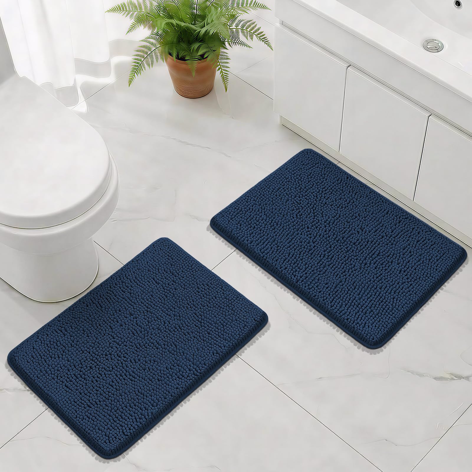 Bcoimo Bathroom Rugs 24x17, Bath Mats for Bathroom Non Slip with Rubber Backing,High Absorbent Microfiber Bath Rugs Quick Drying, Machine Washable, Durable Decor