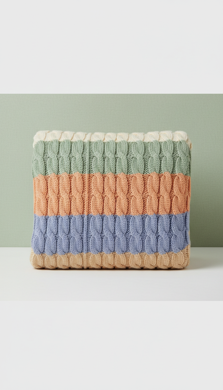 Cotton-acrylic knitted leisure blanket