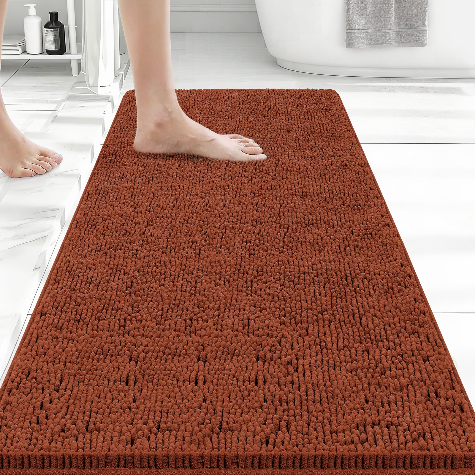 Bcoimo Bathroom Rugs 24x17, Bath Mats for Bathroom Non Slip with Rubber Backing,High Absorbent Microfiber Bath Rugs Quick Drying, Machine Washable, Durable Decor