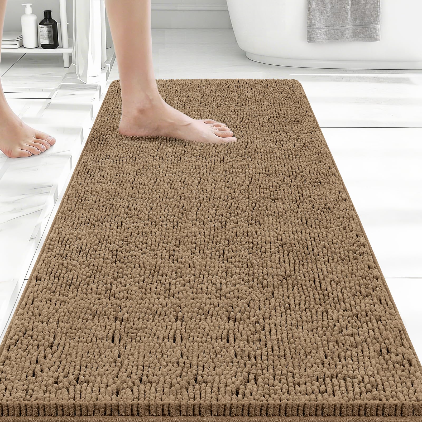 Bcoimo Bathroom Rugs 24x17, Bath Mats for Bathroom Non Slip with Rubber Backing,High Absorbent Microfiber Bath Rugs Quick Drying, Machine Washable, Durable Decor