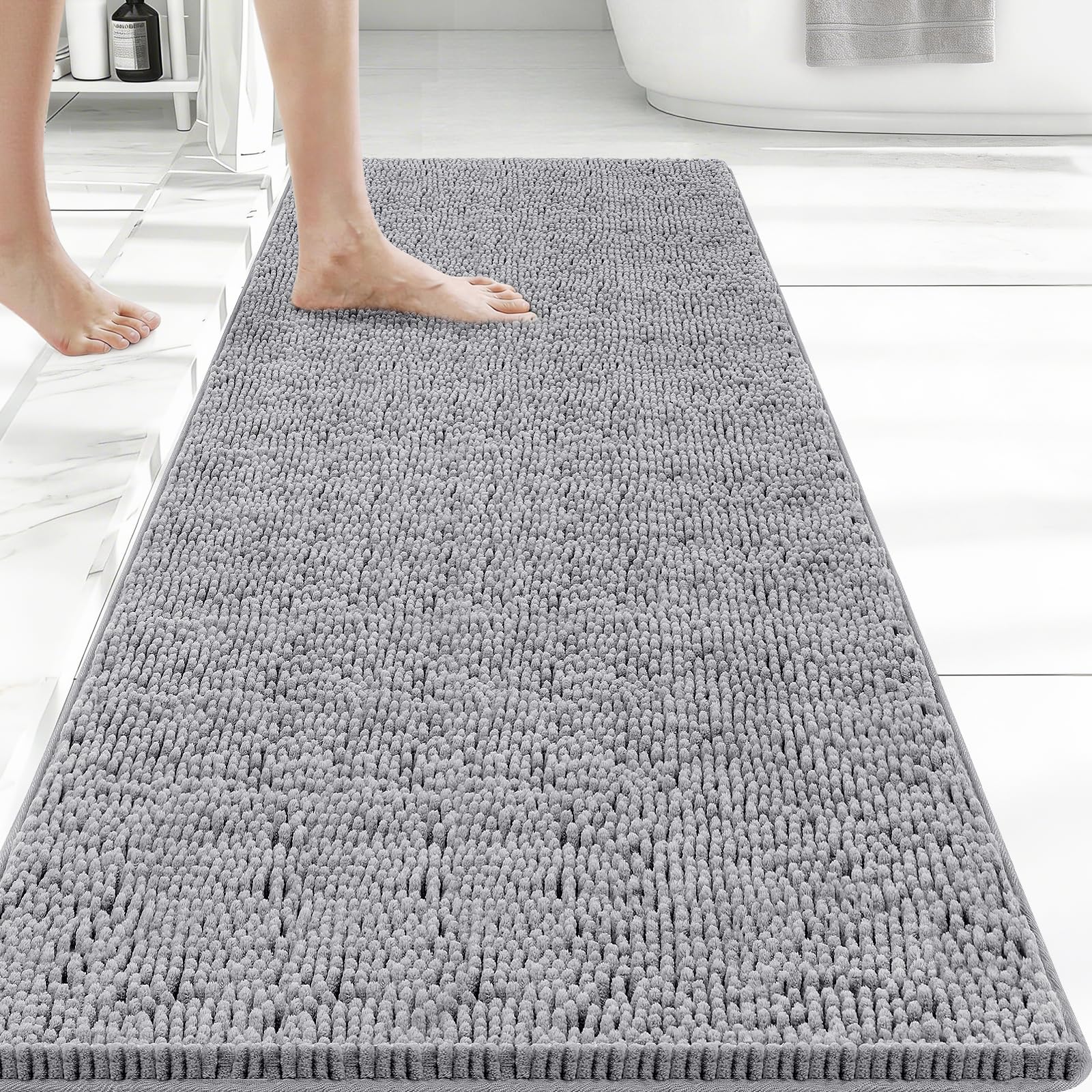 Bcoimo Bathroom Rugs 24x17, Bath Mats for Bathroom Non Slip with Rubber Backing,High Absorbent Microfiber Bath Rugs Quick Drying, Machine Washable, Durable Decor