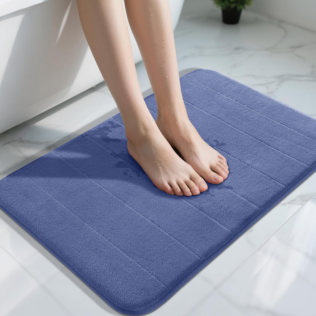 Yimobra Memory Foam Bath Mat, Super Soft Absorbent Bathroom Rug Non Slip, Quick Dry, Machine Washable Floor Carpet for Tub Shower, Home Decor Accessories, 24x17, Grey