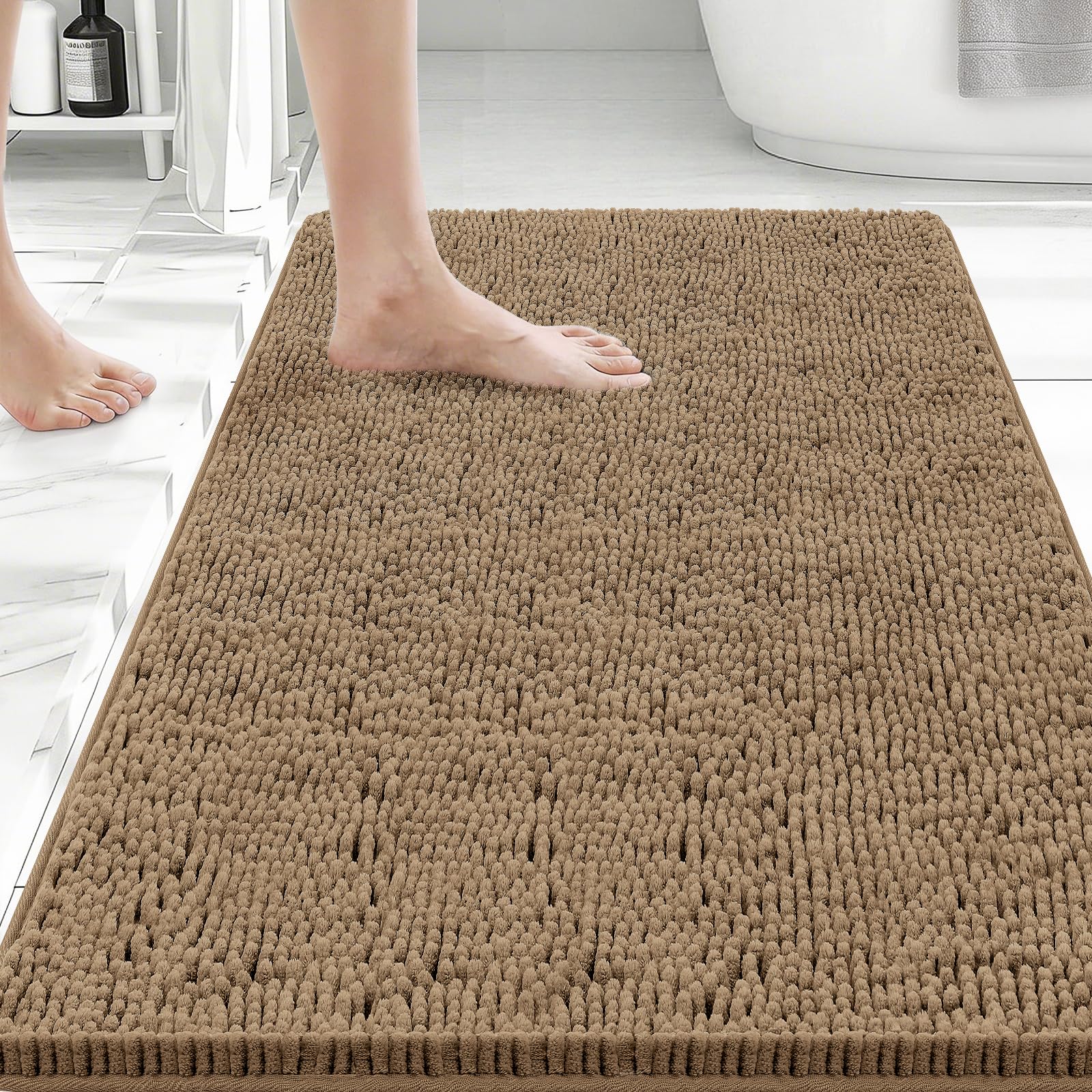 Bcoimo Bathroom Rugs 24x17, Bath Mats for Bathroom Non Slip with Rubber Backing,High Absorbent Microfiber Bath Rugs Quick Drying, Machine Washable, Durable Decor