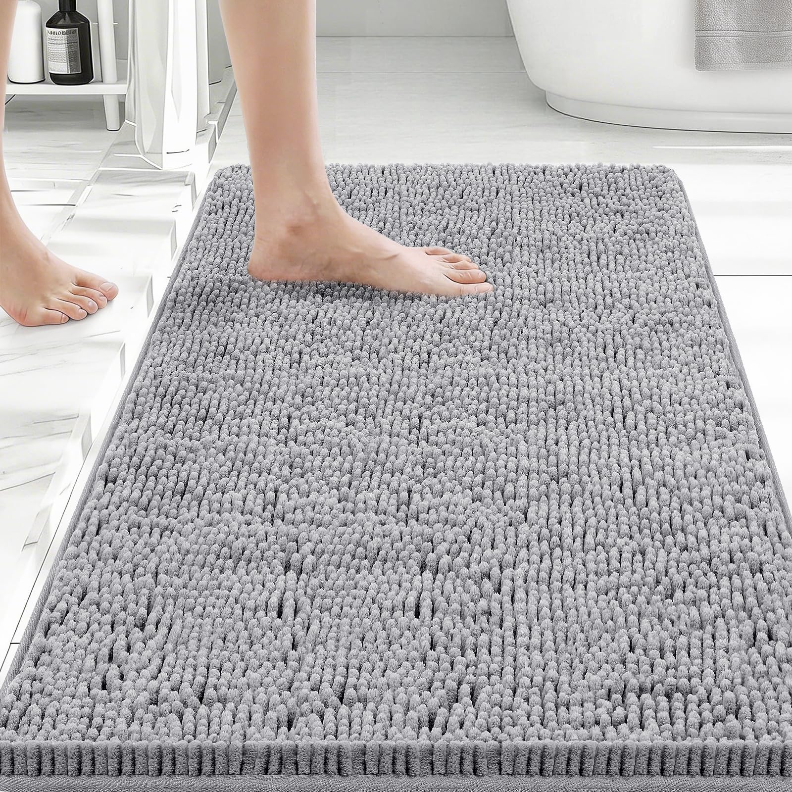 Bcoimo Bathroom Rugs 24x17, Bath Mats for Bathroom Non Slip with Rubber Backing,High Absorbent Microfiber Bath Rugs Quick Drying, Machine Washable, Durable Decor