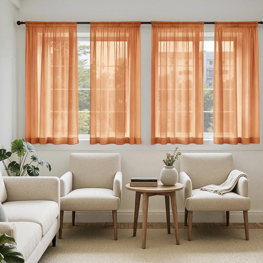 MIULEE White Sheer Curtains 84 Inches Long, 4 Panels Set, Light Filtering Rod Pocket Voile Drapes for Living Room and Bedroom, Airy Soft Fabric Window Treatments, 42 x 84 Inches