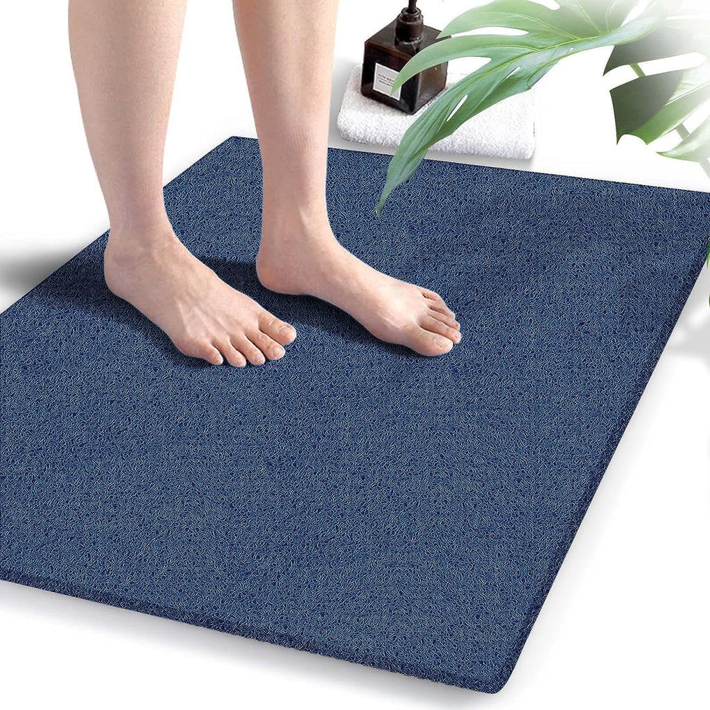 godehone Shower Mats Non Slip Without Suction Cups, PVC Loofah Bathroom Mats, Loofah Mats for Shower and Bathroom, Quick Drying, 15.7× 36 Inch, Grey