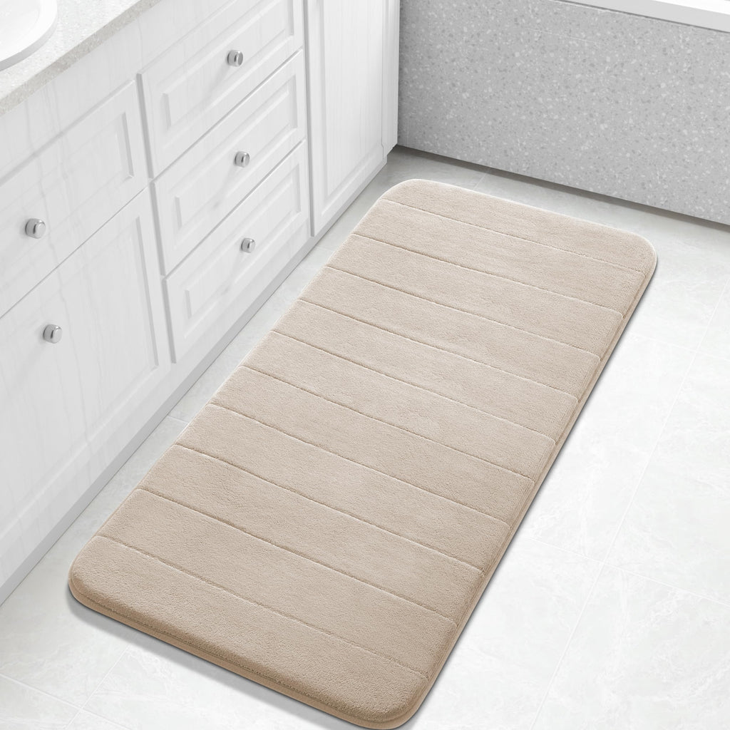 Yimobra Memory Foam Bath Mat, Super Soft Absorbent Bathroom Rug Non Slip, Quick Dry, Machine Washable Floor Carpet for Tub Shower, Home Decor Accessories, 24x17, Grey