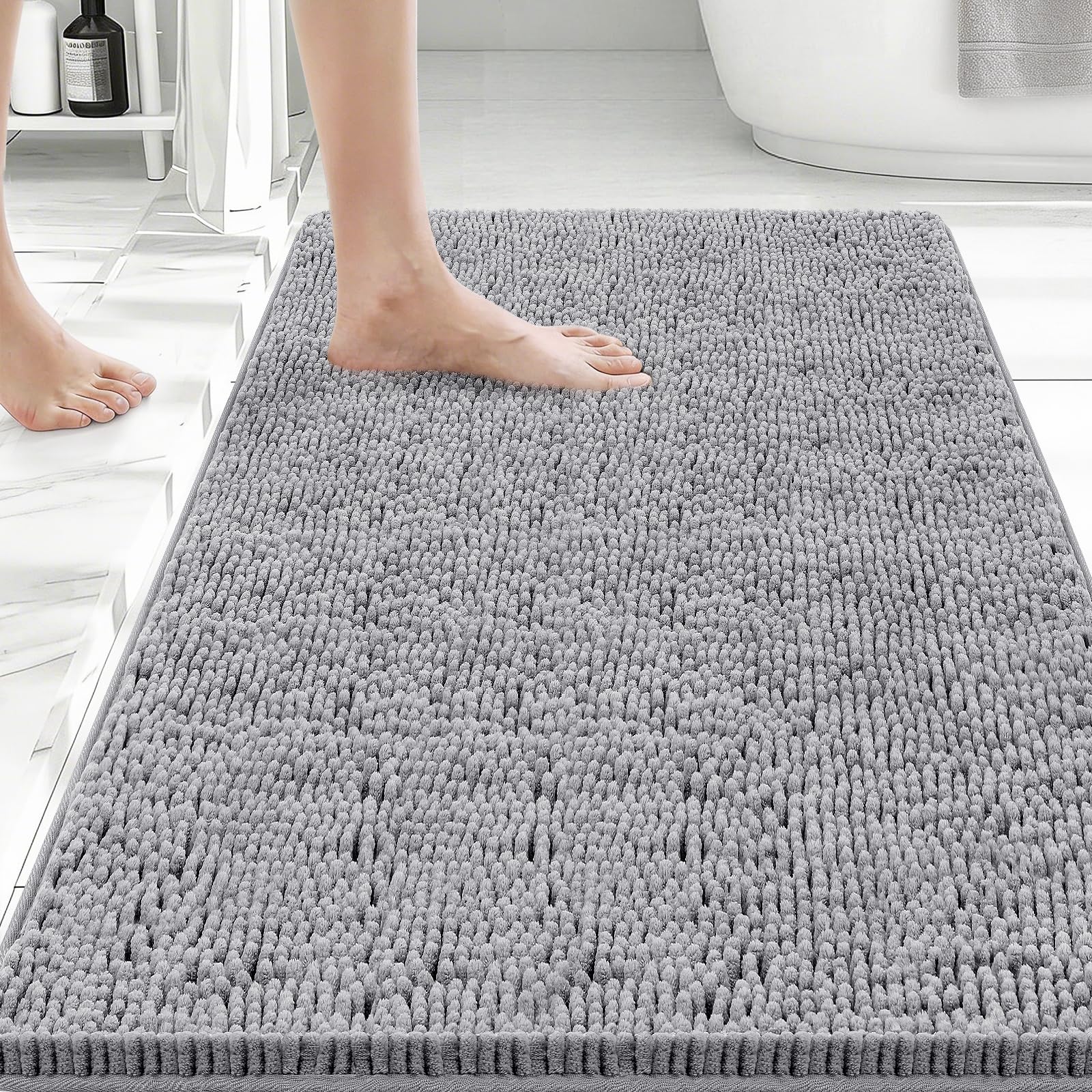 Bcoimo Bathroom Rugs 24x17, Bath Mats for Bathroom Non Slip with Rubber Backing,High Absorbent Microfiber Bath Rugs Quick Drying, Machine Washable, Durable Decor
