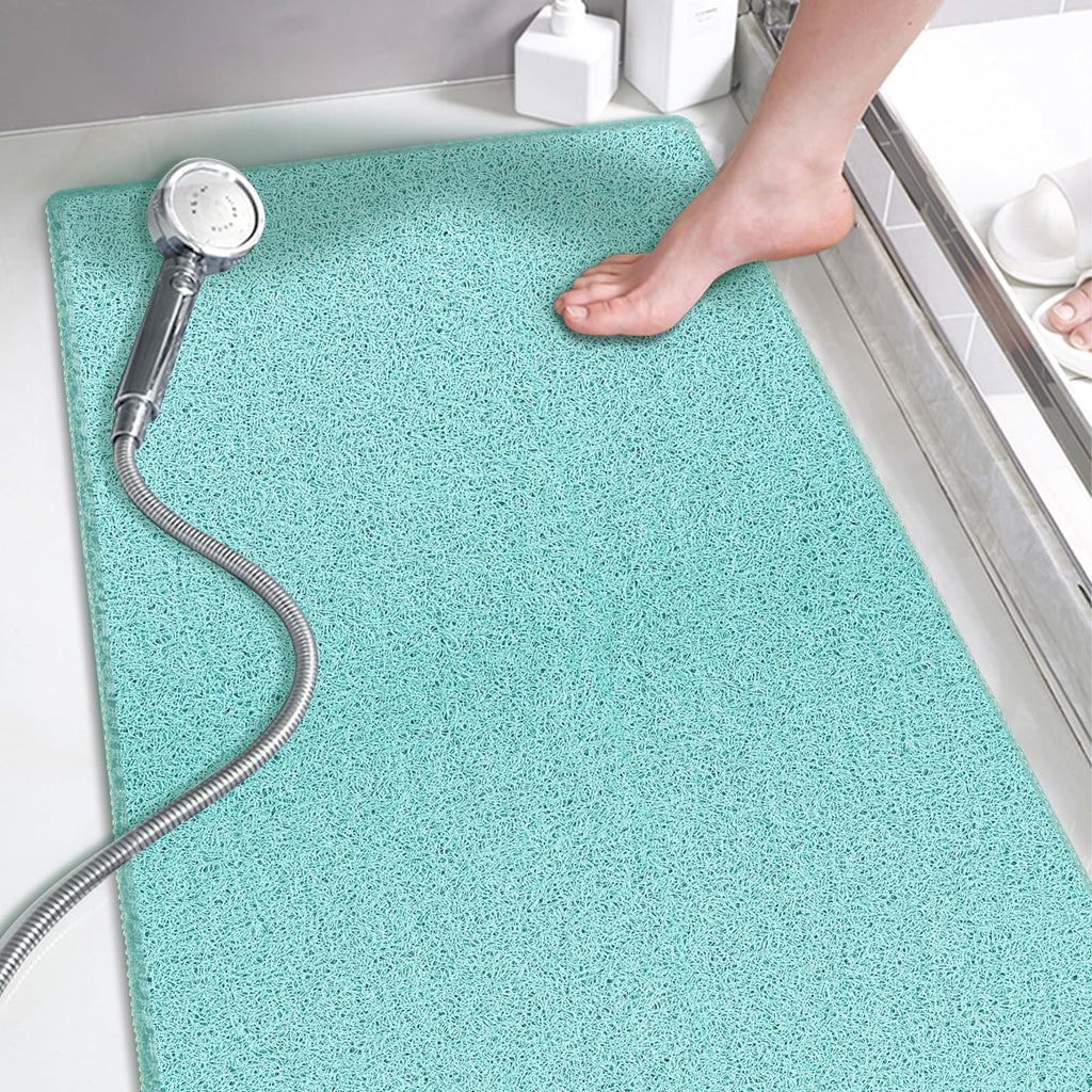 godehone Shower Mats Non Slip Without Suction Cups, PVC Loofah Bathroom Mats, Loofah Mats for Shower and Bathroom, Quick Drying, 15.7× 36 Inch, Grey