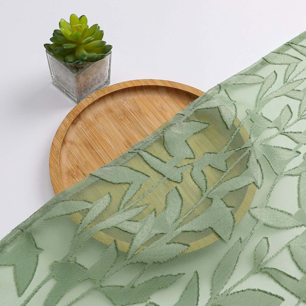 OWENIE Leyna 2 Panels Sage Green Sheer Curtains 63 Inch Length for Bedroom, Soft Lightweight Jacquard Clip Window Curtain for Living Room, Double Rod Pockets Textured Drapes, Each 40Wx63L Inches