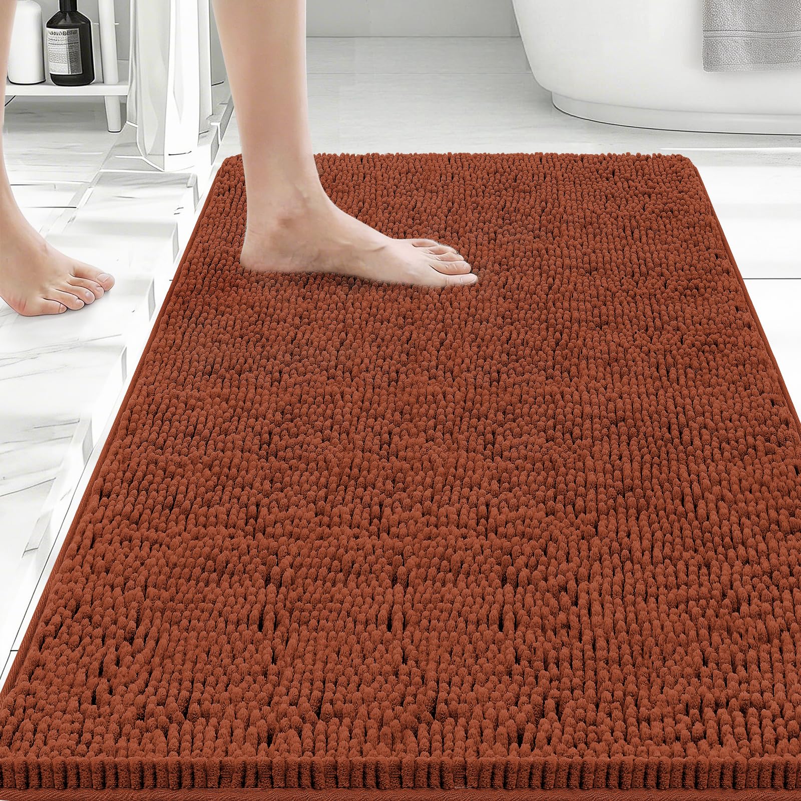 Bcoimo Bathroom Rugs 24x17, Bath Mats for Bathroom Non Slip with Rubber Backing,High Absorbent Microfiber Bath Rugs Quick Drying, Machine Washable, Durable Decor