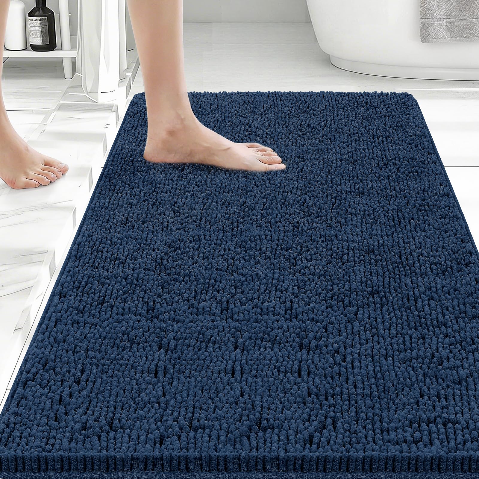 Bcoimo Bathroom Rugs 24x17, Bath Mats for Bathroom Non Slip with Rubber Backing,High Absorbent Microfiber Bath Rugs Quick Drying, Machine Washable, Durable Decor