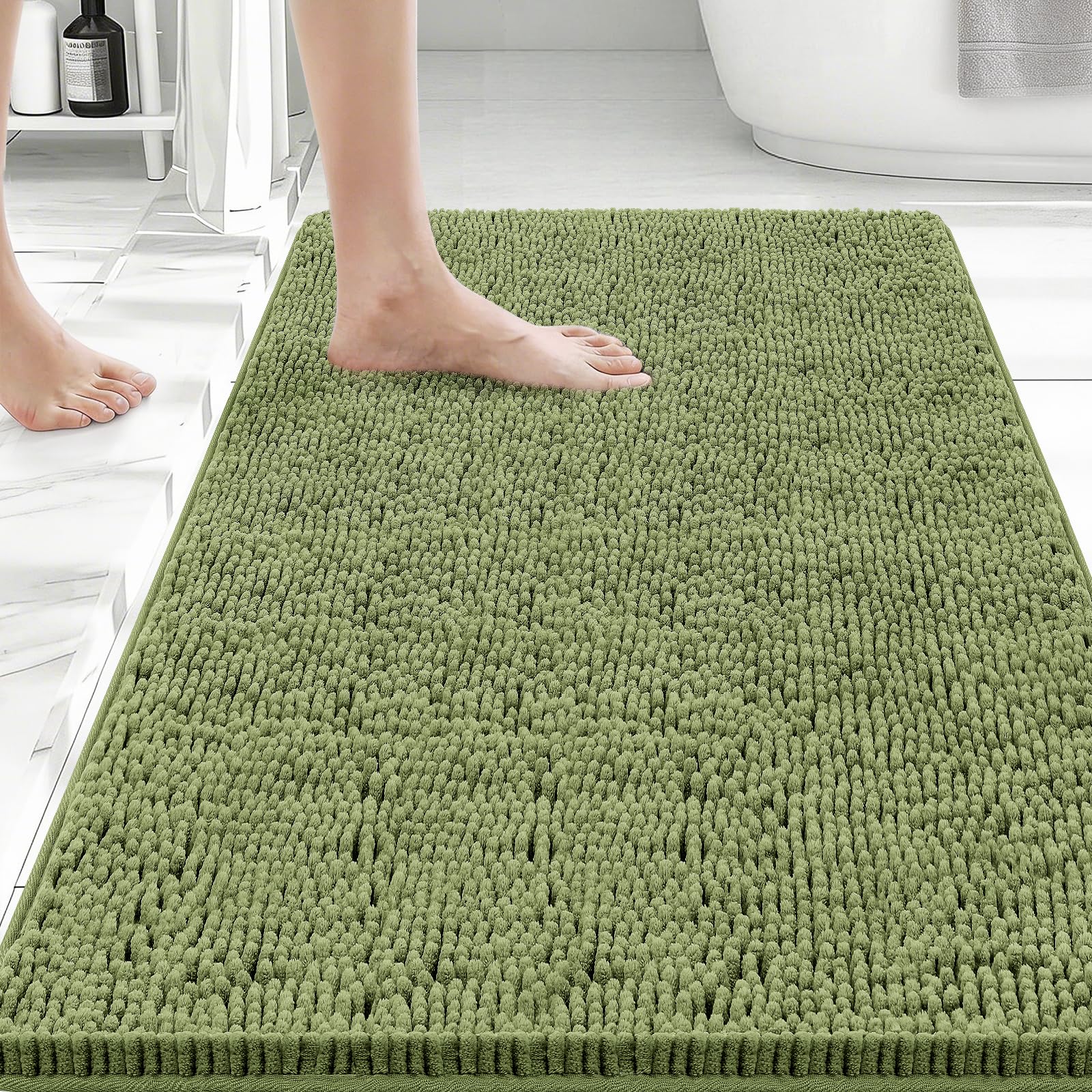 Bcoimo Bathroom Rugs 24x17, Bath Mats for Bathroom Non Slip with Rubber Backing,High Absorbent Microfiber Bath Rugs Quick Drying, Machine Washable, Durable Decor