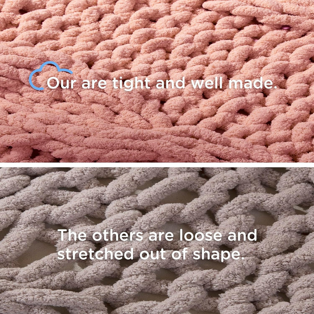 50x60 Inch Pink 100% Hand Knitted Chunky Soft Thick Warm Knit Throw Blanket for Couch Winter Use