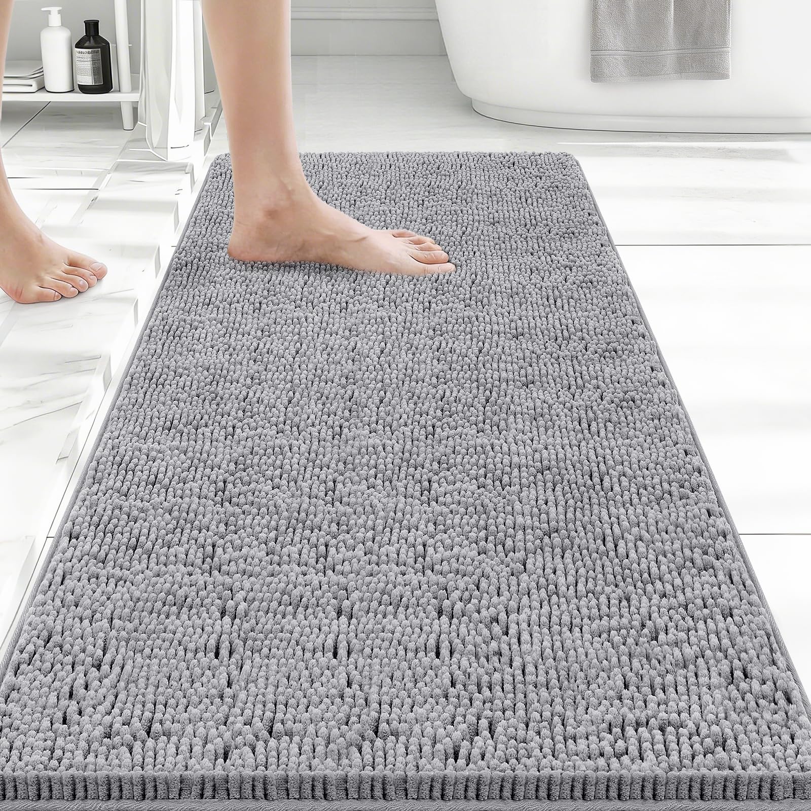 Bcoimo Bathroom Rugs 24x17, Bath Mats for Bathroom Non Slip with Rubber Backing,High Absorbent Microfiber Bath Rugs Quick Drying, Machine Washable, Durable Decor