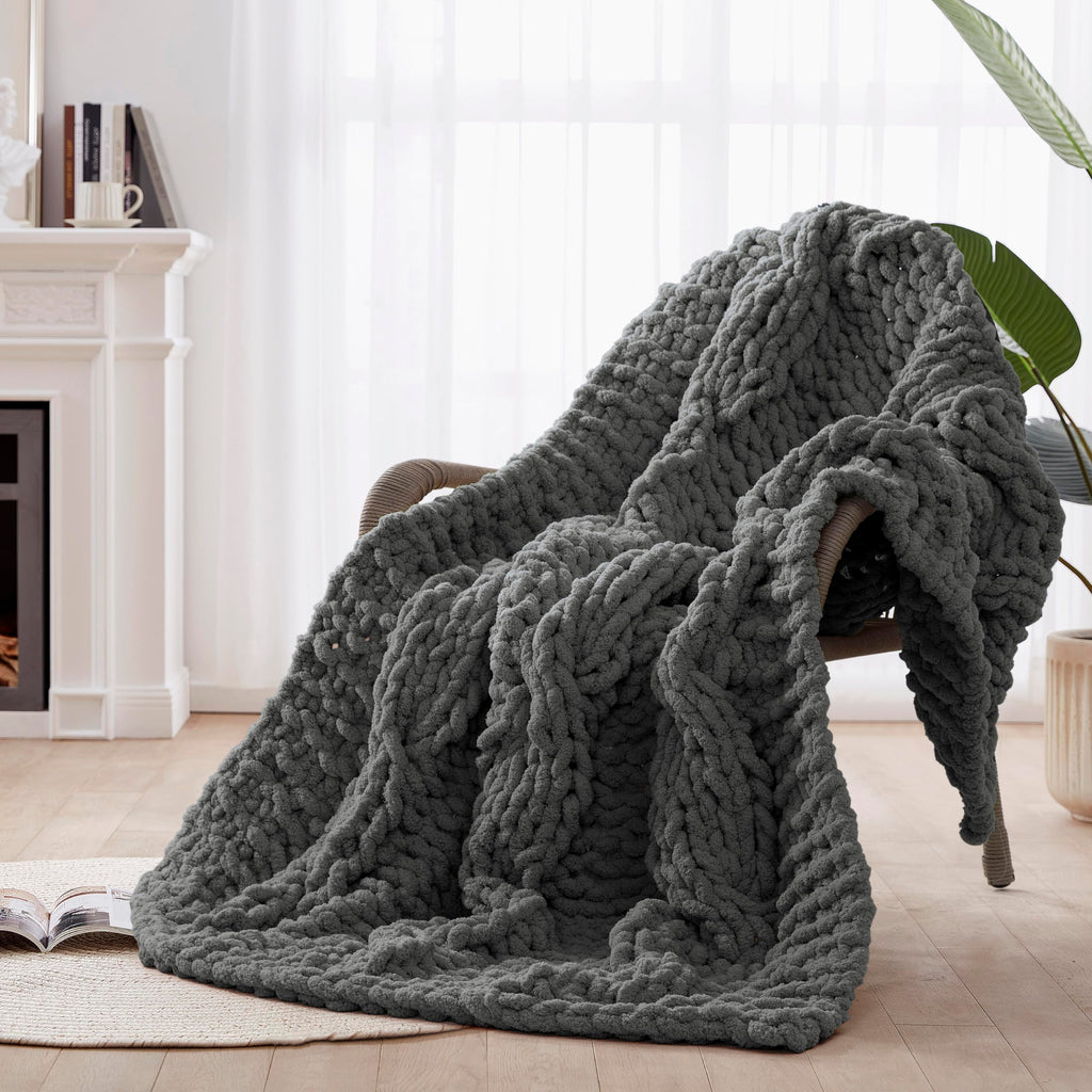 50x60 Inch Pink 100% Hand Knitted Chunky Soft Thick Warm Knit Throw Blanket for Couch Winter Use