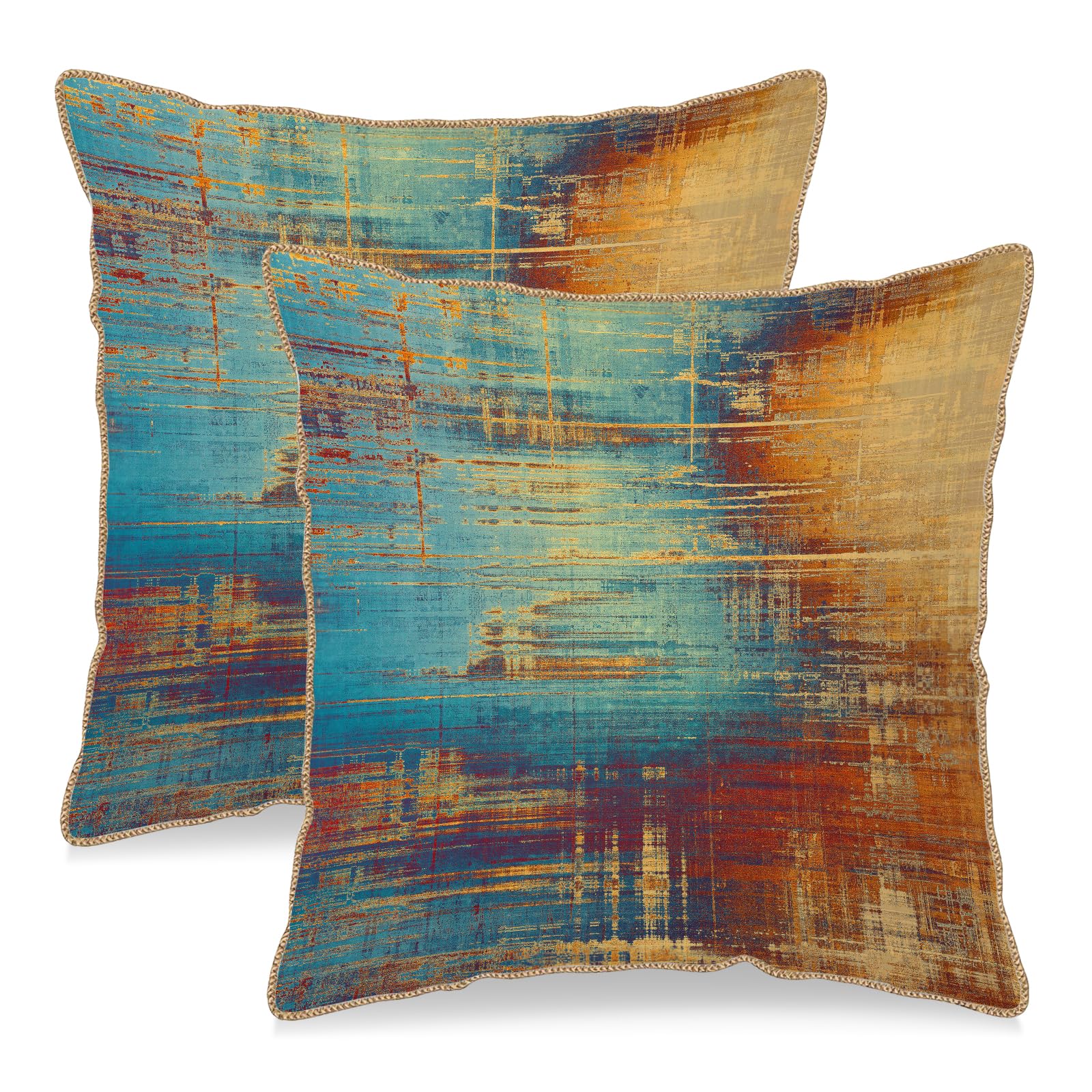Vintage Floral Soft Velvet Throw Pillow Covers Set of 2 Burnt Orange Navy Flowers Plant Decorative Pillow Covers 18x18 Inch Art Botanical Pillow Case For Sofa Couch Outdoor Farmhouse Home Decor