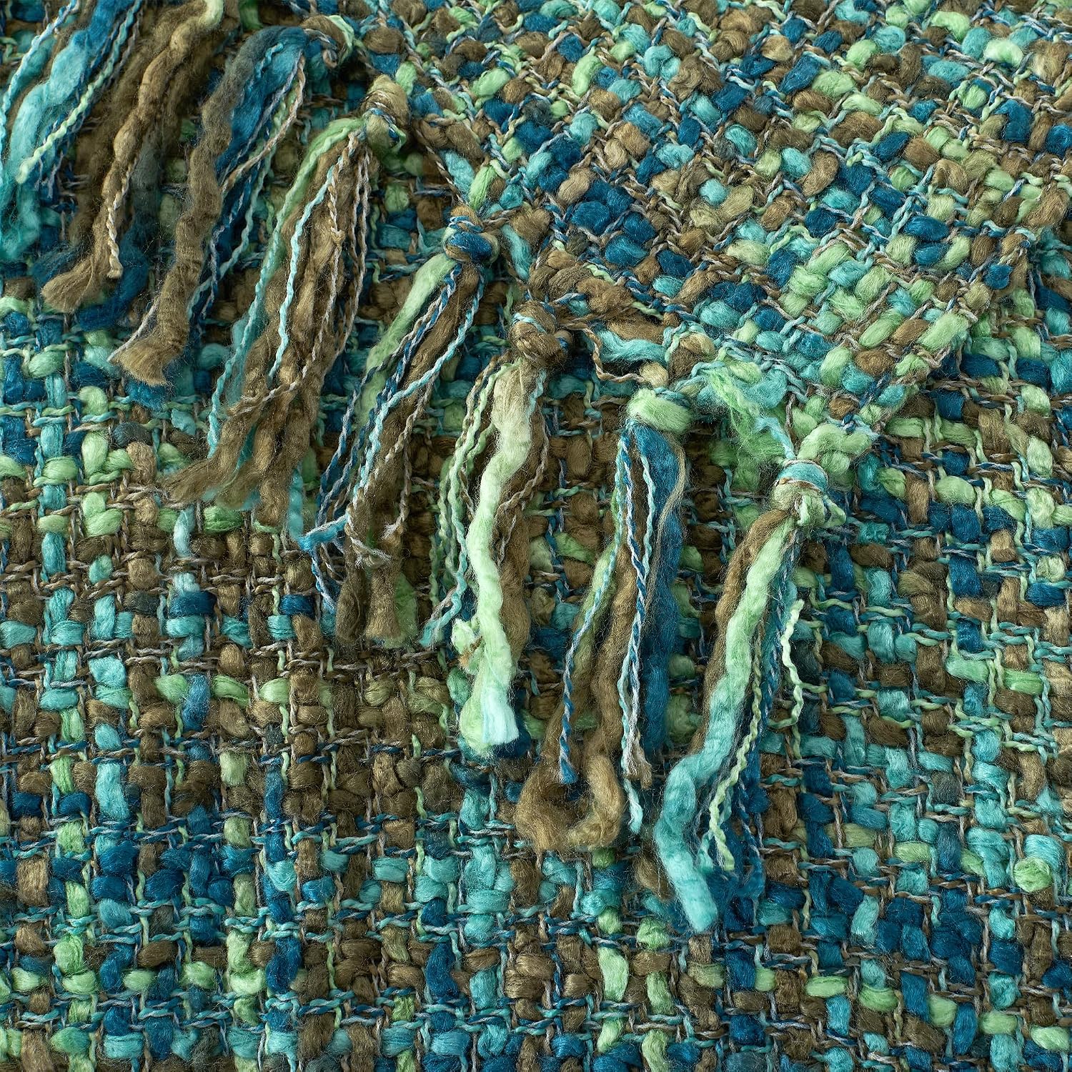 Multi-Color Green Cable Woven Throw Blanket for Couch,60"X80" Boho Style Textured Blankets for Home Decor,Super Soft Warm Cozy Chunky Blanket with Decorative Tassels for Bed and Sofa